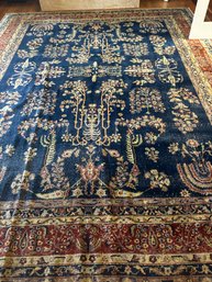 Vintage Wool Hand Knotted And Dyed Bokhara Tribal Carpet