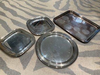 4 Silverplated Serving Trays