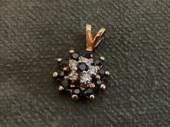 10k Gold Sapphire & Diamond Pendant 0.96 Grams