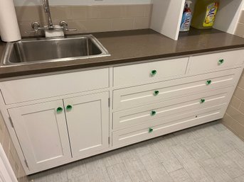 A 76 Inch Wide Stone Top Base Cabinet With Sink & Drawers - Laundry Room - Removed & Ready For Pickup