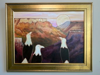 Linda Rous 'Eagle Mesa' Signed Original Oil On Canvas Painting With COA