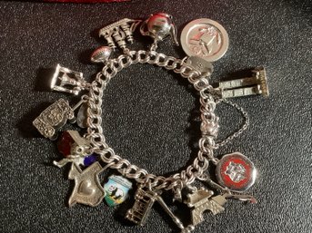 Sterling Silver Charm Bracelet 59.22 Grams