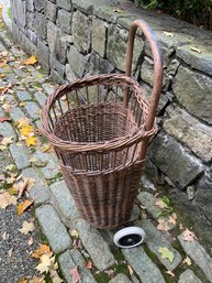 Wicker Rolling Market Basket
