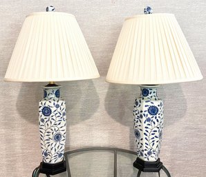 Pair Of Gracious Home Porcelain Table Lamps