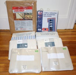 Packaged Hanging Accessory Organizer, Rug-Stop Pad & 6 Twin Sheet Sets