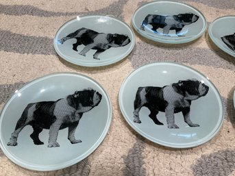 7 Bulldog Glass Trinket Dishes