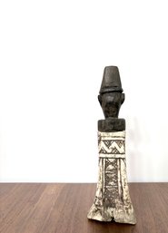 Shamans Powder Case- Carved Natural Bone With Wood Bust Stopper