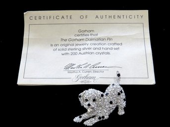 Gorham Australian Crystal Dalmatian Puppy Brooch Pin With COA