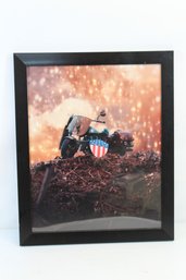Cool Framed Picture Of Built Out WW II Harley Amist Fireworks Display