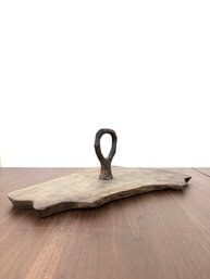 Primitive Live Edge Hardwood Tray With Hand Carved Center Handle