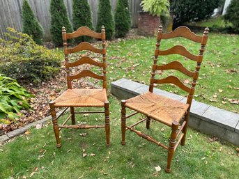Vintage Ladder Back Rush Seat Chairs