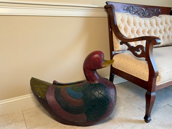 A Very Large Carved Wooden Duck Statue