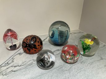 6 Hand Blown Art Glass Orbs