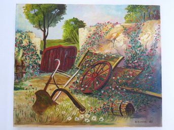 Beautiful Abandoned 20' X 24' Oil On Board Painting - Arthur A. Richards