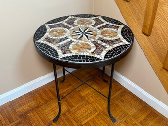 Rhonda Heisler  'Venetian Table Collection' Signed Mosaic Table On Ray Mathis Hand Forged Wrought Iton Base