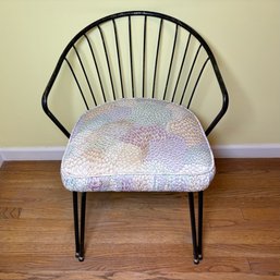 Mid-Century Wrought Iron Boudoir Chair, Upholstered Seat