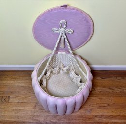 Pink Upholstered Boudoir Lift Top Storage Pouf