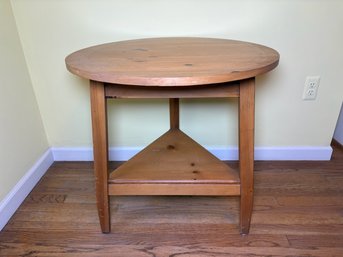 Round Pine Occasional Table, Three Legged