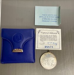 1971  FRANKLIN MINT - APOLLO 15 - STERLING SILVER PENDANT W/ COA