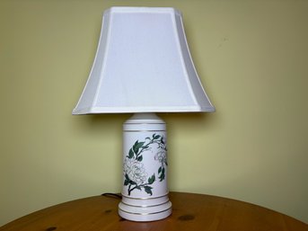 White Porcelain Lamp With White Wild Roses