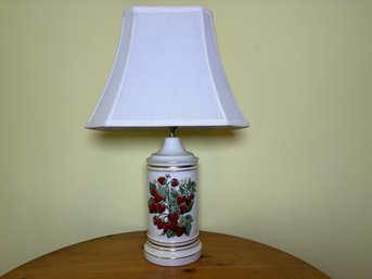White Porcelain Lamp With Strawberries