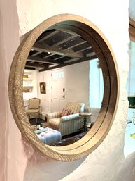 Circular Rustic Wood Frame Mirror (LOC: F2)