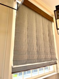 A Group Of 3 Custom Wool Plaid Waterfall Shades With Suede Box Valances - Brass Nailhead Trim