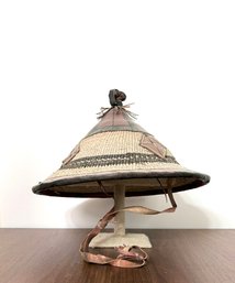 Mali Or Fulani Hand Woven Ceremonial Conical Hat With Chin Strap