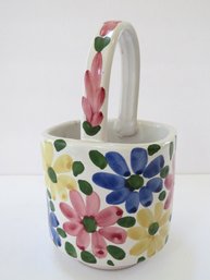 Italian Ceramic Hand Painted Floral Basket