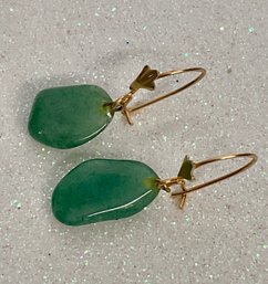 14k Gold And Jade Drop Earrings