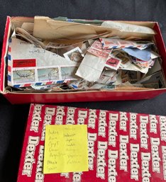 Box Full Of Cancelled Airmail Postage Stamps - CAN SHIP!