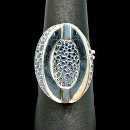 (A194) Sterling Silver Textured Ring, Size 8