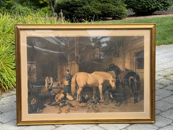 1859 George Paterson 'A Glimpse Of An English Homestead' Mezzotint, After JF Herring 1852 Original Painting