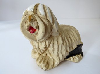 Vintage Artesania Rinconada Clay English Sheepdog Figurine Sculpture