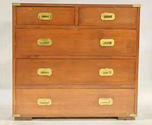 Vintage Campaign Style Chest Of Drawers With Original Hardware