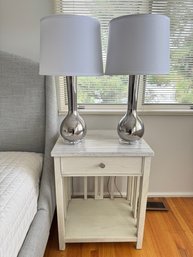 PAIR Safavieh Silver Glass Lamps With Acrylic Bases