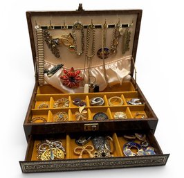 Vintage Costume Jewelry & Jewelry Box ~ Brooches, Necklaces, Bracelets & Pins ~