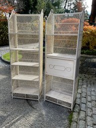 2 White Wicker Shelves