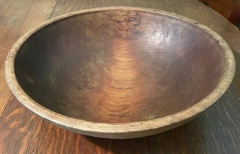 Large Antique Wooden Dough Bowl - 15 3/4' In Diameter