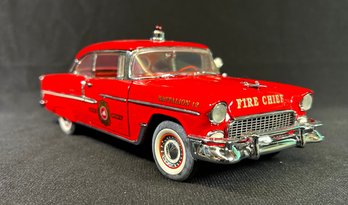 Franklin Mint 1955 Chevrolet Bel Air Fire Chief 1:24 Scale Die-cast Model Includes Original Styrofoam
