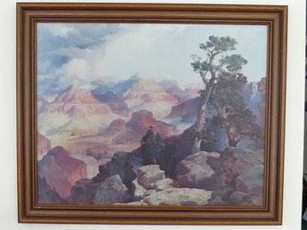 Vintage Framed Clouds In The Canyon Lithograph Print By Thomas Moran