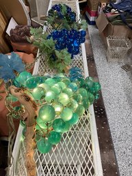 MCM Lucite Grape 3 Cluster Swag Light Fixture