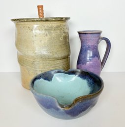 Signed Stoneware Pottery (3)