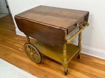 Gorgeous Vintage Hitchcock Furniture Drop Leaf Hand Stenciled Bar Cart