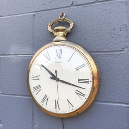 Vintage Oversized United Pocket Watch Electric Wall Clock
