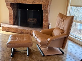 Mathias Hoffmann For Rolf Benz Leather Lounge Chair And Ottoman