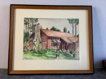 Signed Watercolor By Marie Griffin Of A House