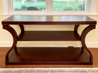A Modern Deco Style Console In Carved Mahogany By Ethan Allen
