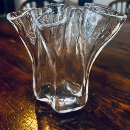 Vintage MUURLA Clear Folded Glass Vase