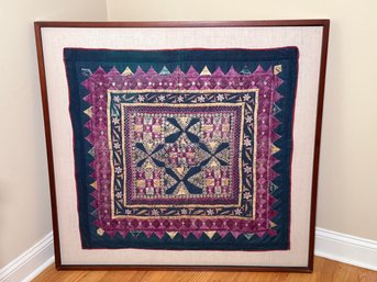 Mona Berman Fine Arts Embroidered Heer Silk & Cotton Chakla In An Impressive Frame